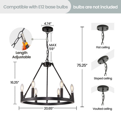 Luminaire à 24 lumières en forme de roue de charrette ronde de 54 pouces