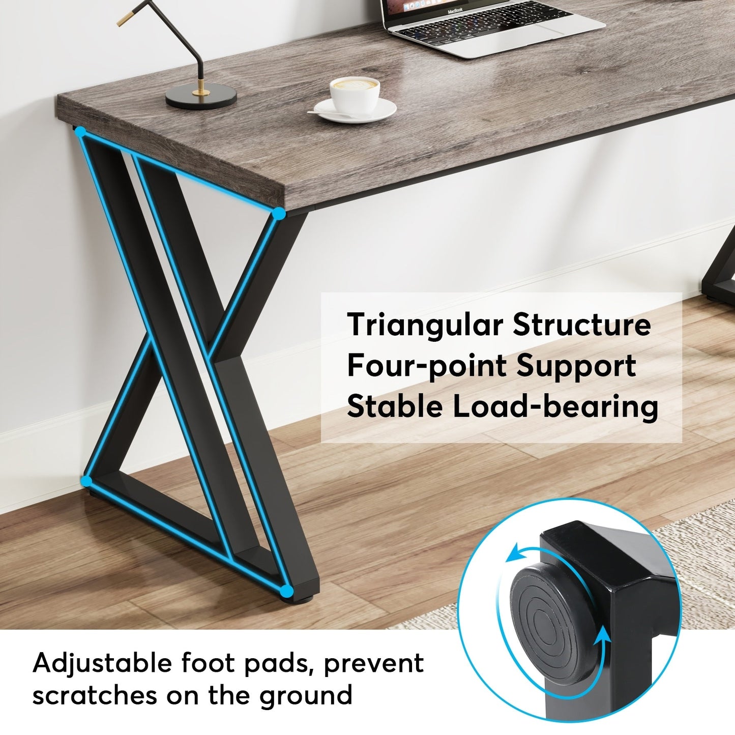 Bureau d'ordinateur robuste 55 pouces, bureau de bureau