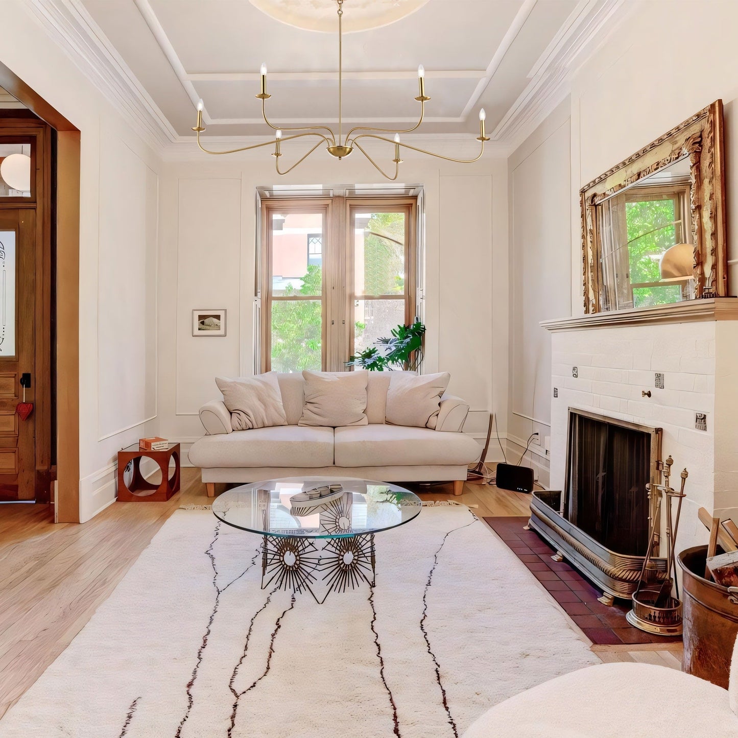 Luminaire minimaliste à 6 lumières de 64 pouces en noir mat / doré / chromé - N/A