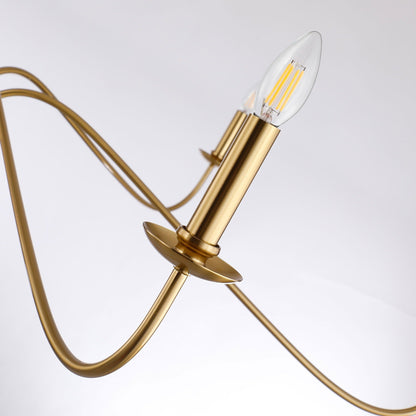 Luminaire minimaliste à 6 lumières de 64 pouces en noir mat / doré / chromé - N/A