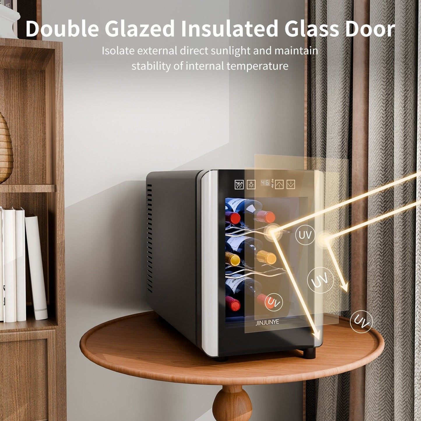 Cave à vin réfrigérante 6 bouteilles (46-66°F), mini réfrigérateur à boissons indépendant pour l'été, cave à vin avec contrôle de température.