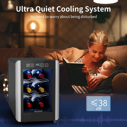 Cave à vin réfrigérante 6 bouteilles (46-66°F), mini réfrigérateur à boissons indépendant pour l'été, cave à vin avec contrôle de température.