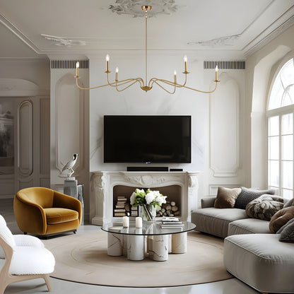 Luminaire minimaliste à 6 lumières de 64 pouces en noir mat / doré / chromé - N/A