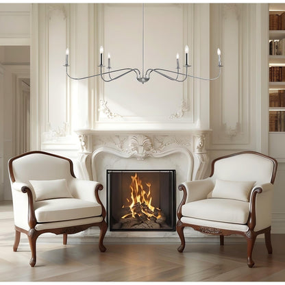 Luminaire minimaliste à 6 lumières de 64 pouces en noir mat / doré / chromé - N/A