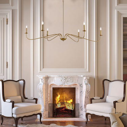 Luminaire minimaliste à 6 lumières de 64 pouces en noir mat / doré / chromé - N/A