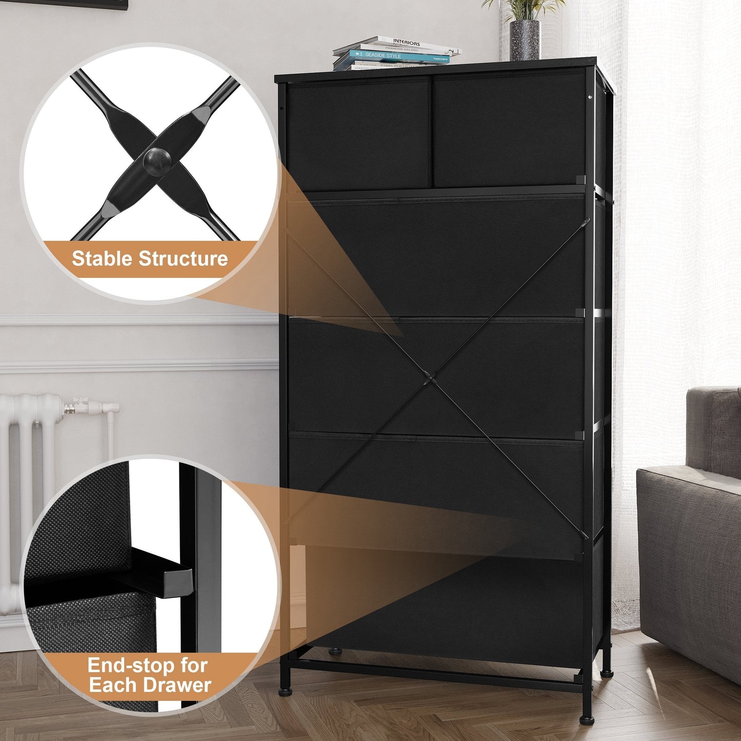 6-drawer Chest Vertical Dresser Storage Tower by Crestlive Products