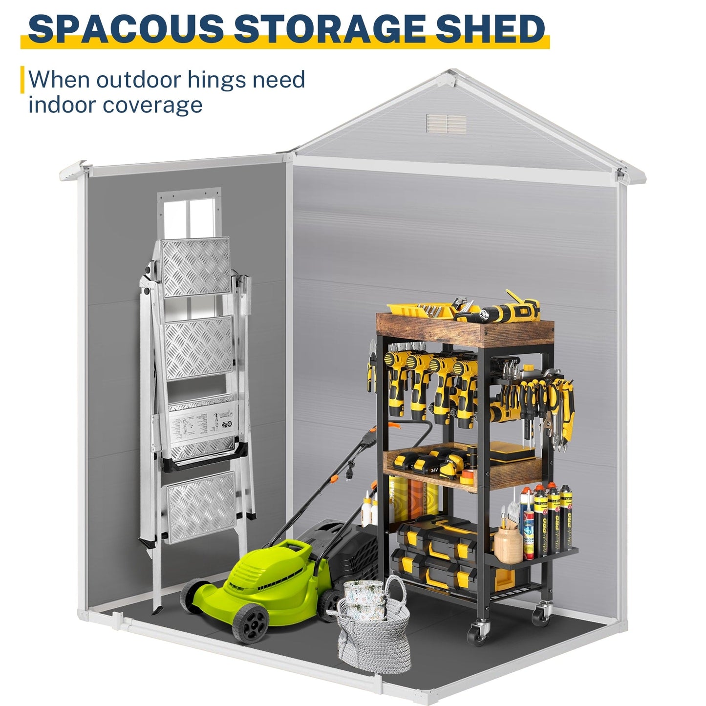 Abri de jardin en résine pour extérieur, résistant aux intempéries, avec plancher, Spire Tool Shed, 6 pi x 4 pi/6 pi x 8 pi/8 pi x 6 pi/8 pi x 10 pi