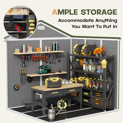 Abri de jardin en résine pour extérieur, résistant aux intempéries, avec plancher, Spire Tool Shed, 6 pi x 4 pi/6 pi x 8 pi/8 pi x 6 pi/8 pi x 10 pi