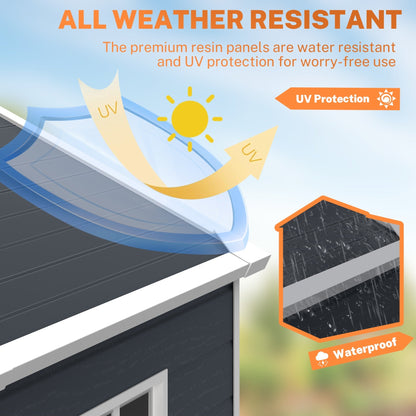 Abri de jardin en résine pour extérieur, résistant aux intempéries, avec plancher, Spire Tool Shed, 6 pi x 4 pi/6 pi x 8 pi/8 pi x 6 pi/8 pi x 10 pi