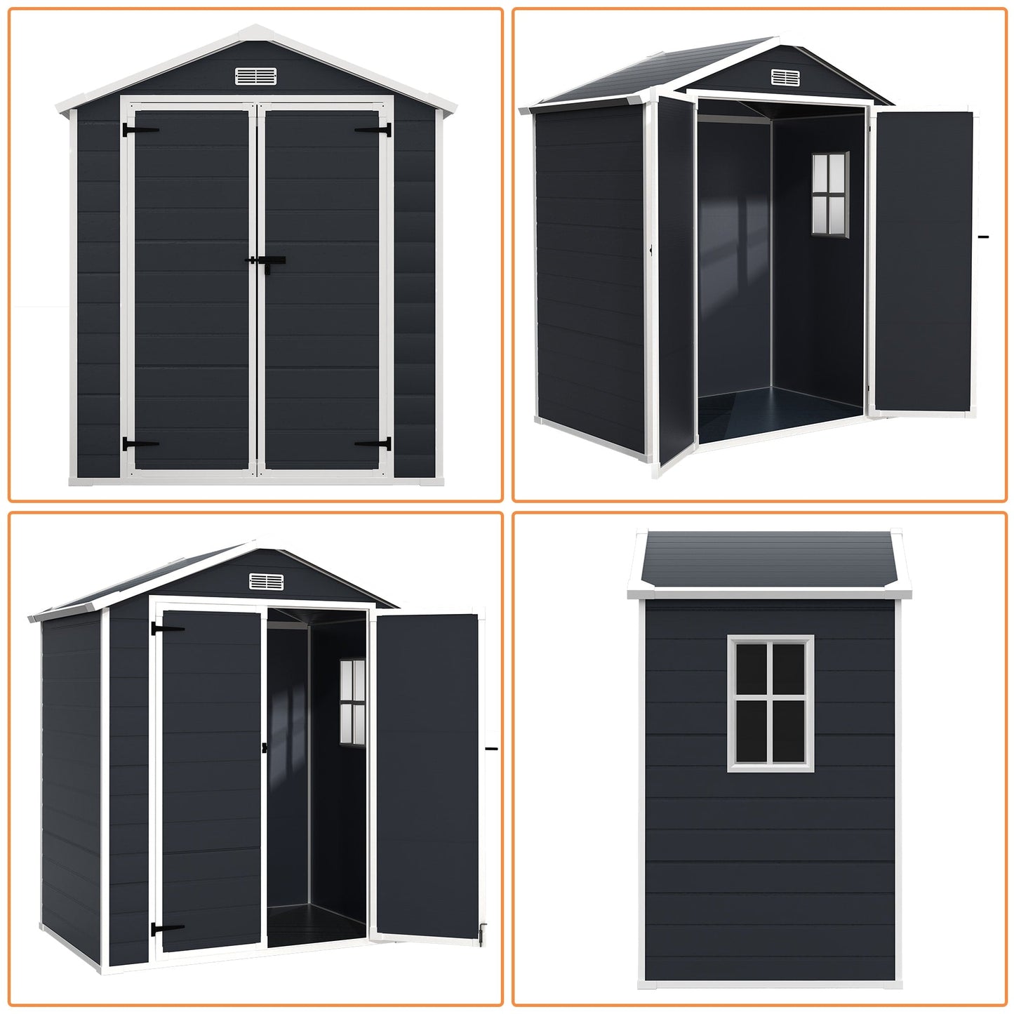 Abri de jardin en résine pour extérieur, résistant aux intempéries, avec plancher, Spire Tool Shed, 6 pi x 4 pi/6 pi x 8 pi/8 pi x 6 pi/8 pi x 10 pi