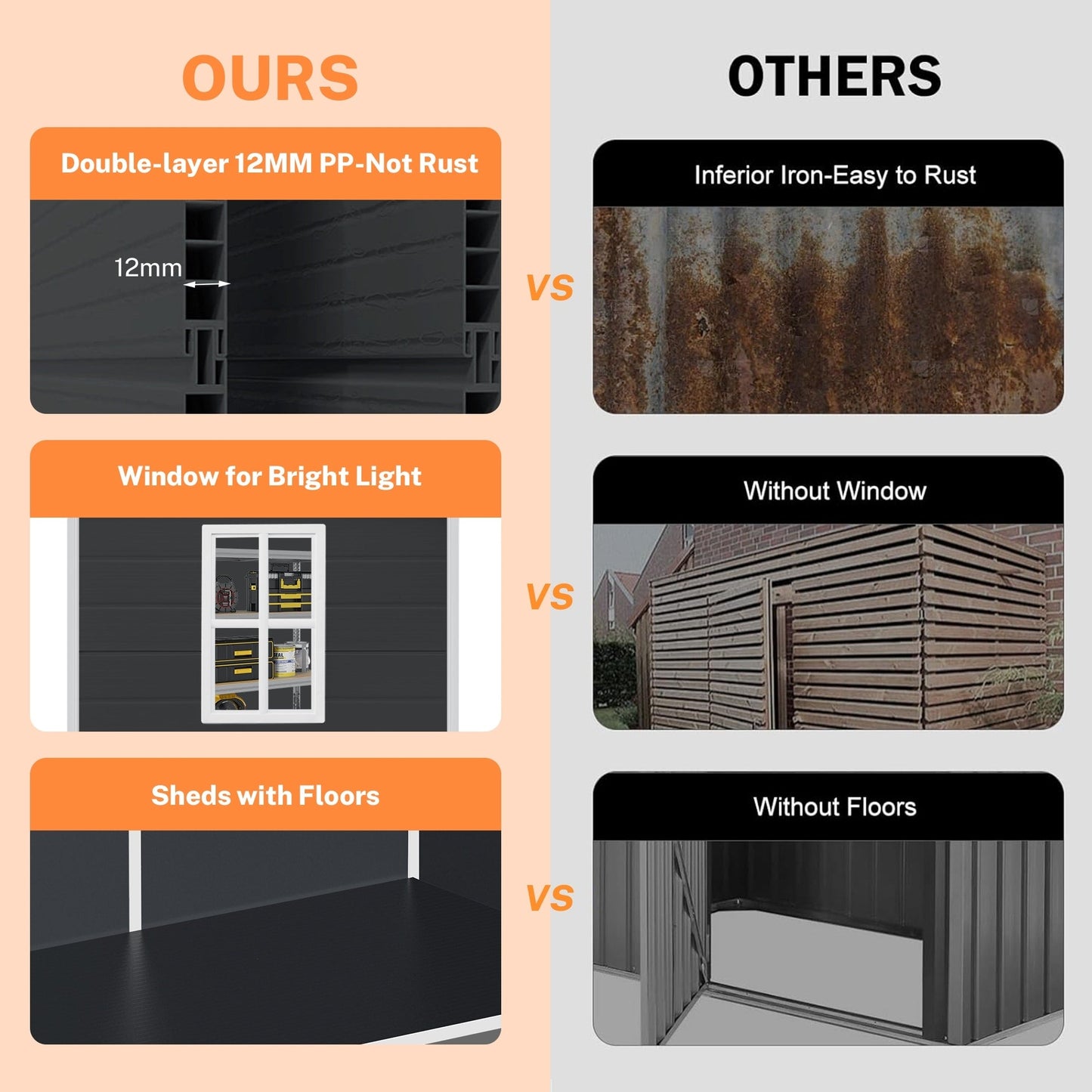 Abri de jardin en résine pour extérieur, résistant aux intempéries, avec plancher, Spire Tool Shed, 6 pi x 4 pi/6 pi x 8 pi/8 pi x 6 pi/8 pi x 10 pi