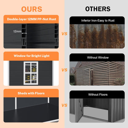 Abri de jardin en résine pour extérieur, résistant aux intempéries, avec plancher, Spire Tool Shed, 6 pi x 4 pi/6 pi x 8 pi/8 pi x 6 pi/8 pi x 10 pi