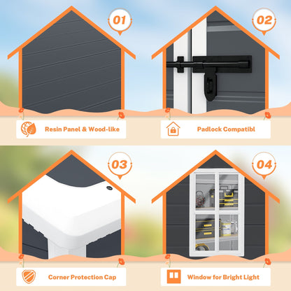 Abri de jardin en résine pour extérieur, résistant aux intempéries, avec plancher, Spire Tool Shed, 6 pi x 4 pi/6 pi x 8 pi/8 pi x 6 pi/8 pi x 10 pi