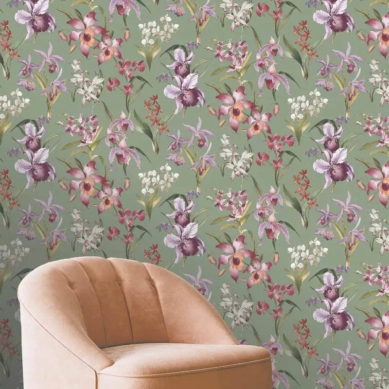 Rasch Maya Floral Sage Wallpaper - 283654