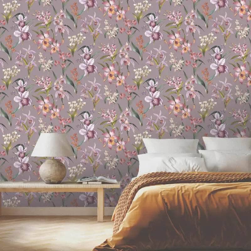 Rasch Maya Floral Lilac Wallpaper - 283661