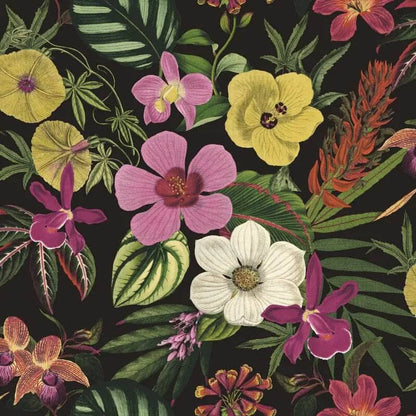 Rasch Priya Floral Black & Magenta Wallpaper - 284262