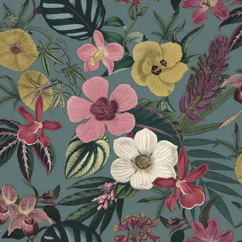 Rasch Priya Floral Petrol Wallpaper - 284279