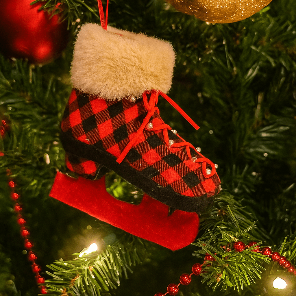 Tartan Skate Boot Christmas Tree Decoration - 13cm