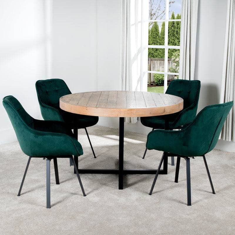 Lincoln Round Dining Table & 4 Emerald Montreal Dining Chairs