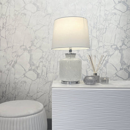 Rasch B03 Enzo Marble White & Silver - 538144