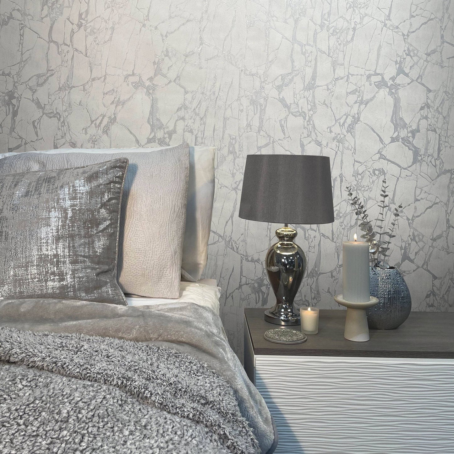 Rasch B03 Enzo Marble White & Silver - 538144