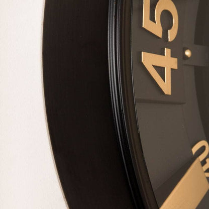 Tempered Glass Black & Gold Gears Wall Clock - 60cm