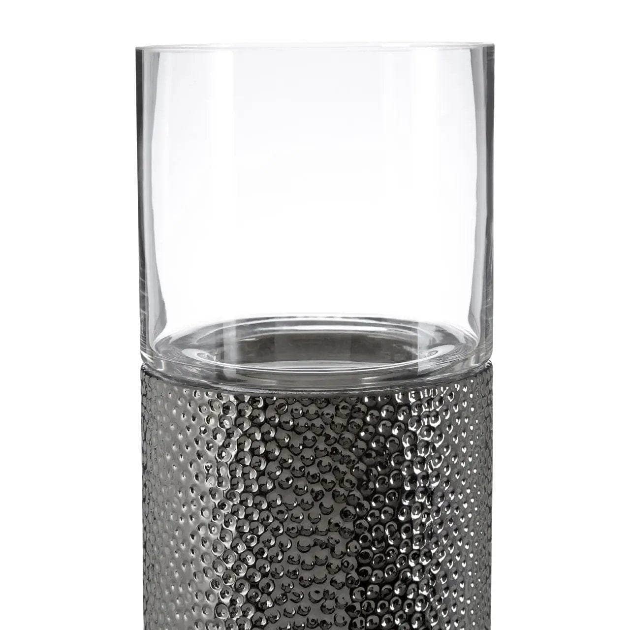 Martele Small Pillar Candle Holder - Silver