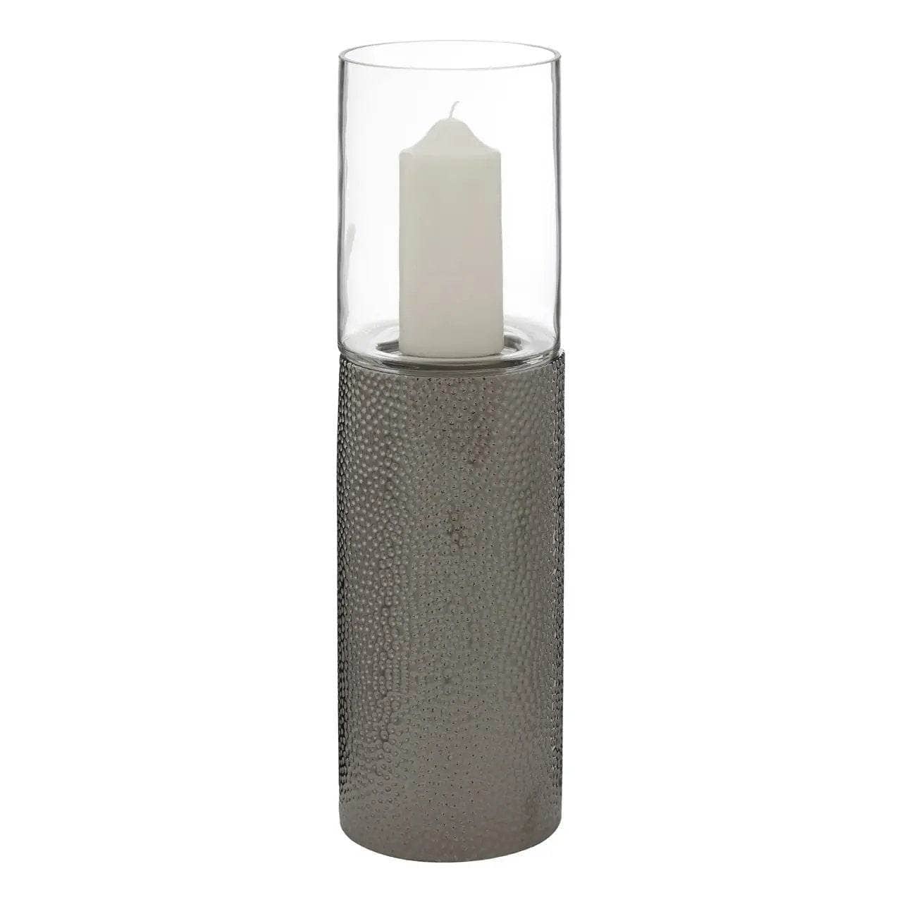 Martele Medium Pillar Candle Holder - Silver
