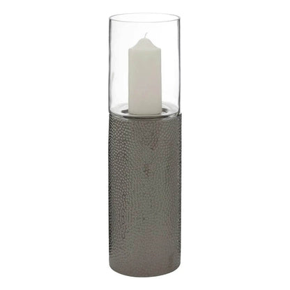 Martele Medium Pillar Candle Holder - Silver