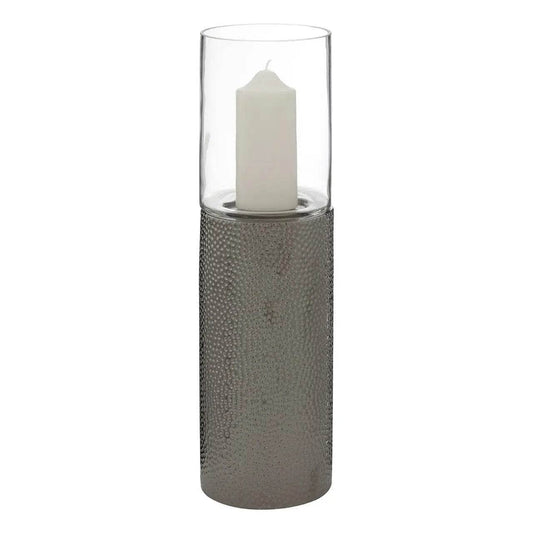 Martele Medium Pillar Candle Holder - Silver