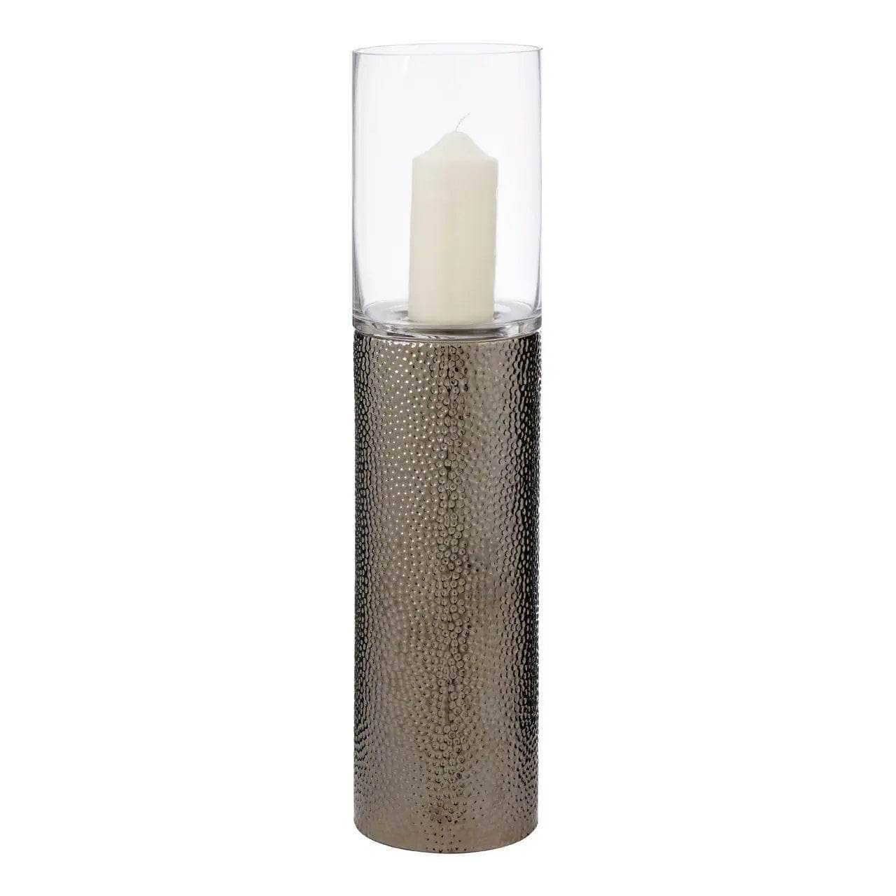 Martele Large Pillar Candle Holder - Silver