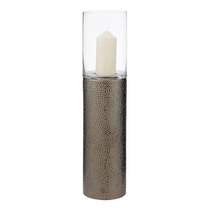 Martele Large Pillar Candle Holder - Silver
