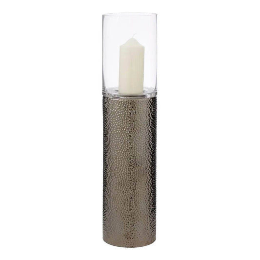 Martele Large Pillar Candle Holder - Silver