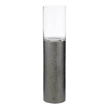 Martele Large Pillar Candle Holder - Silver
