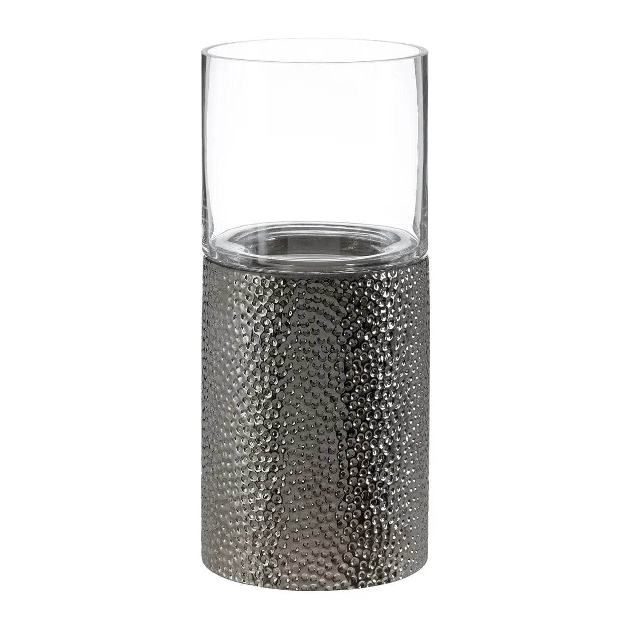 Martele Small Pillar Candle Holder - Silver