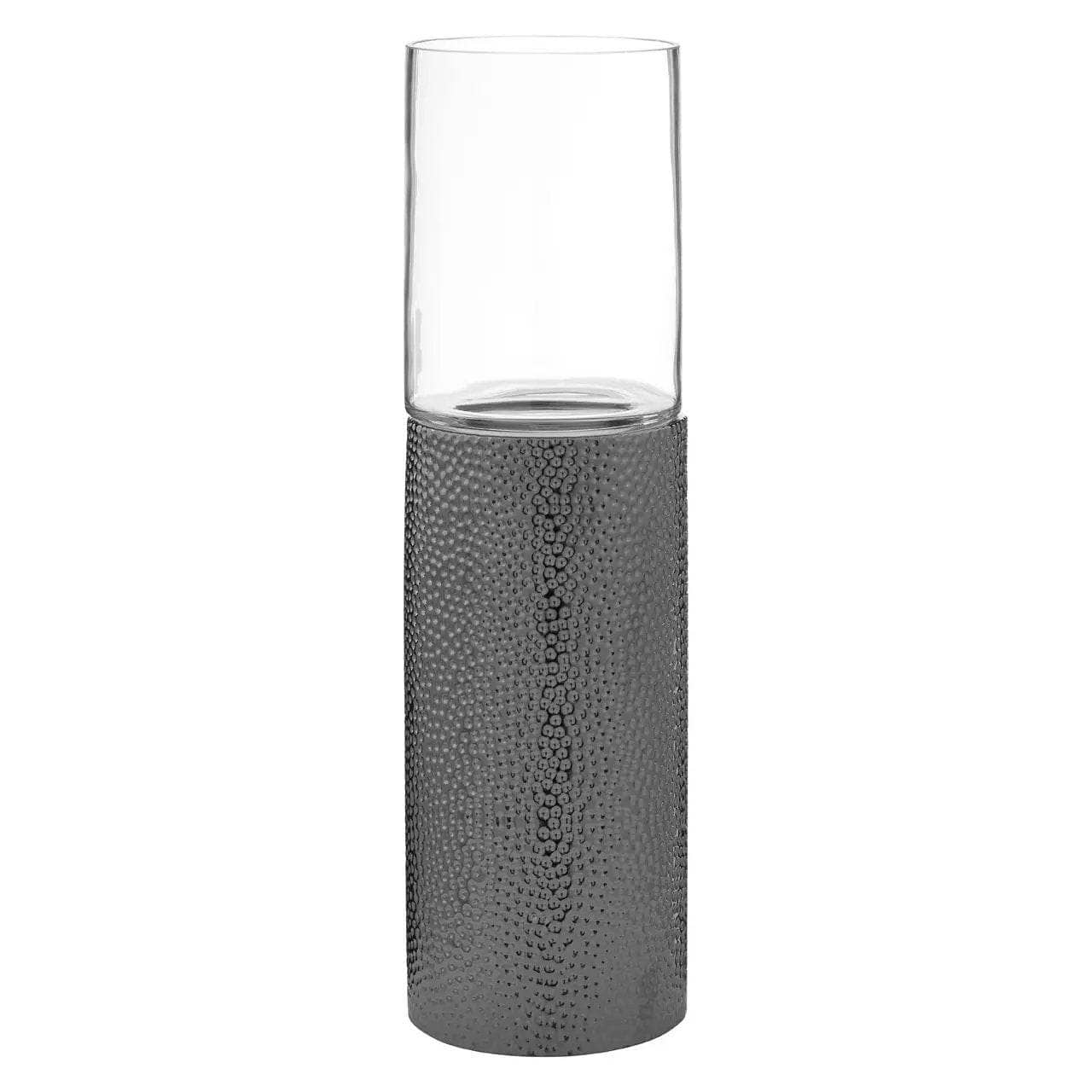 Martele Medium Pillar Candle Holder - Silver