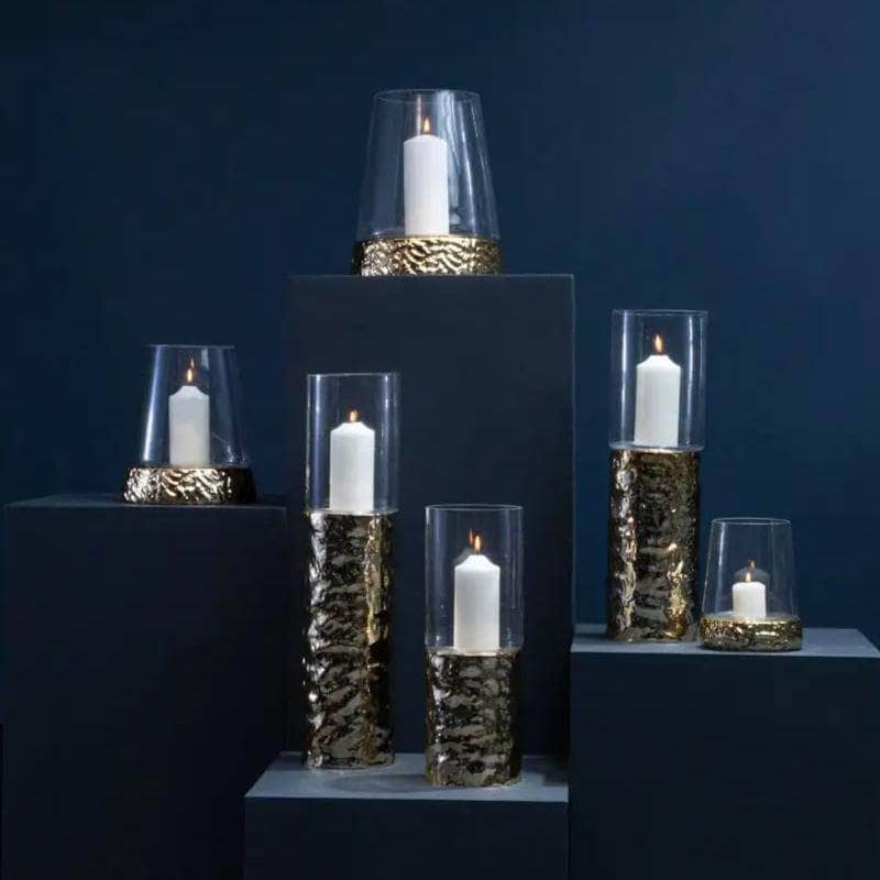 Martele Medium Hurricane Gold Candle Holder