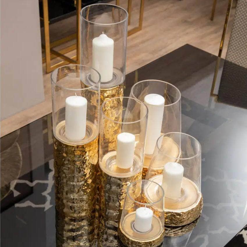 Martele Medium Hurricane Gold Candle Holder
