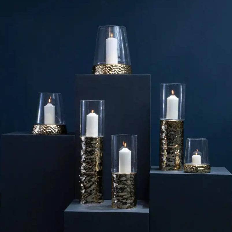 Martele Large Hurricane Gold Candle Holder