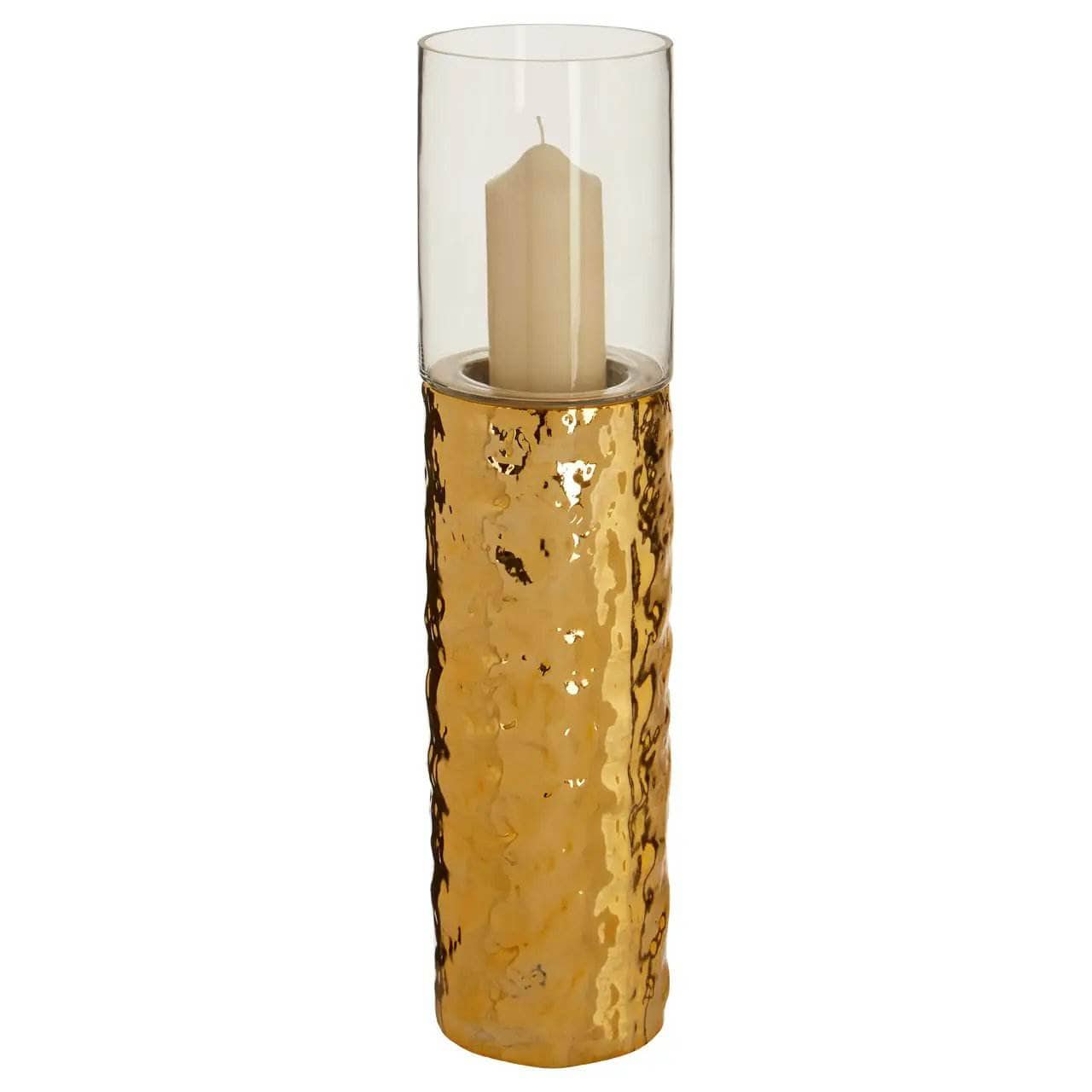 Martele Large Pillar Candle Holder - Gold