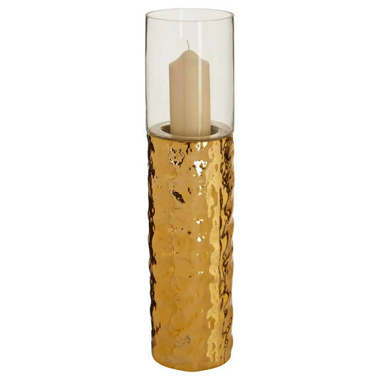 Martele Large Pillar Candle Holder - Gold