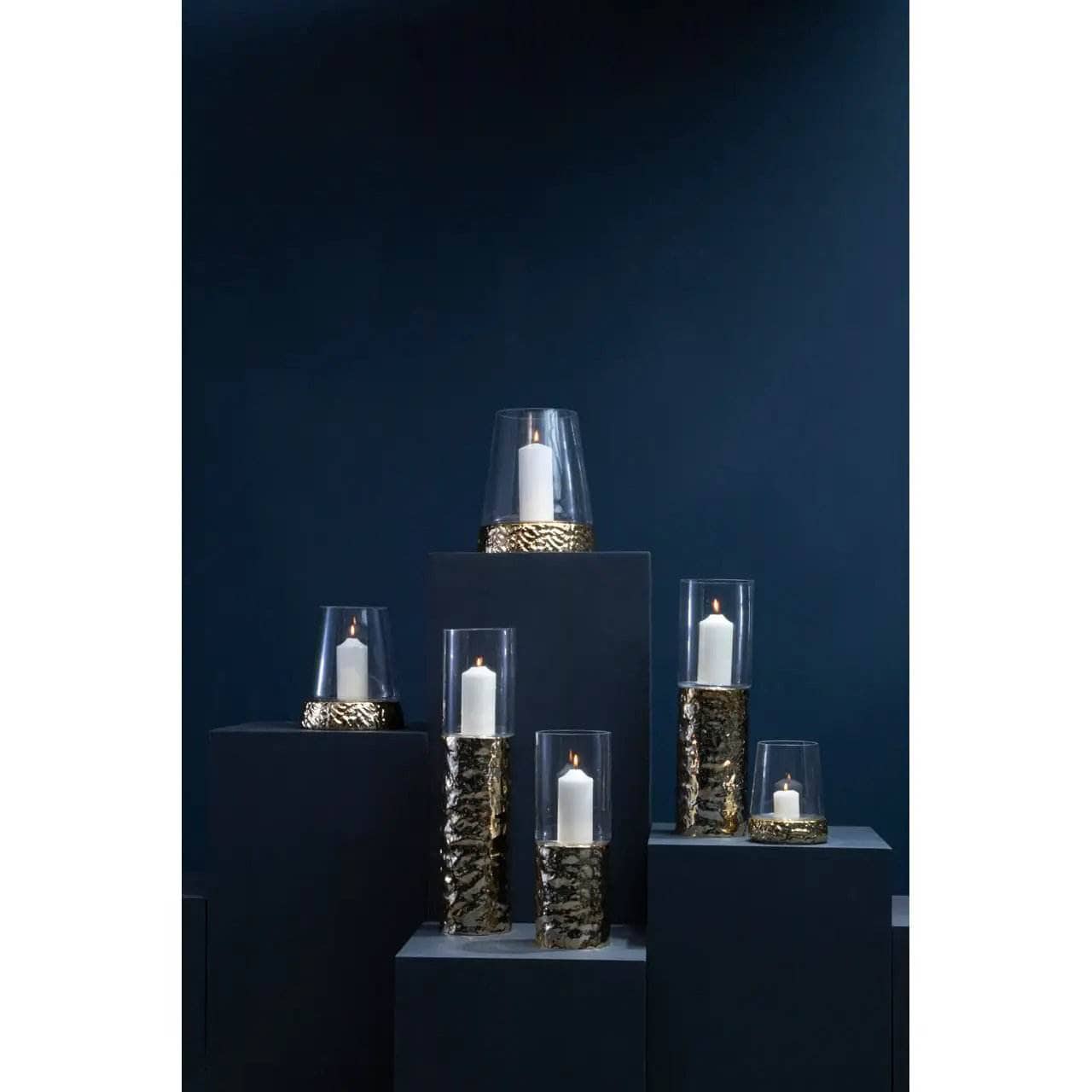 Martele Large Pillar Candle Holder - Gold