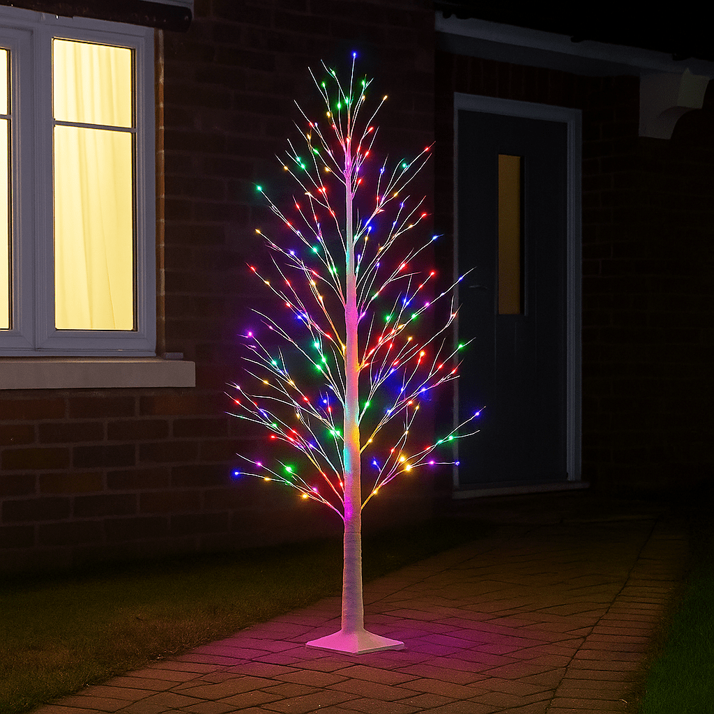 Premier 1.5m Birch Tree with 560 Rainbow Twinkle LED