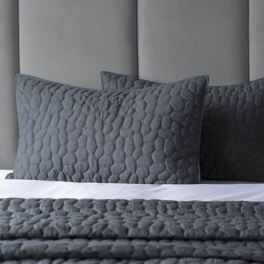 Porto Geometric Pillow Sham Pair - Charcoal