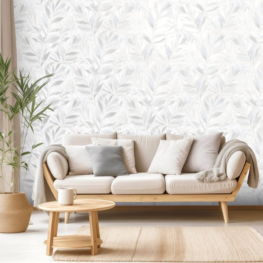 Rasch Fiji Grey Leaf Wallpaper - 311617
