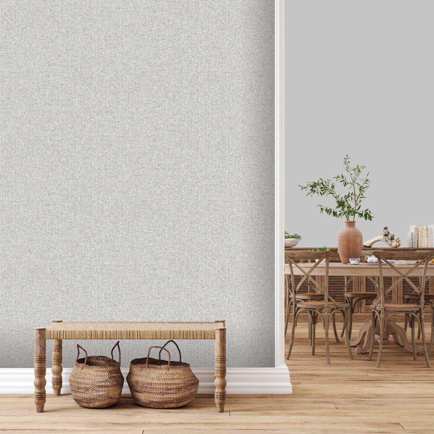Rasch Fiji Grey Linen Wallpaper - 316100