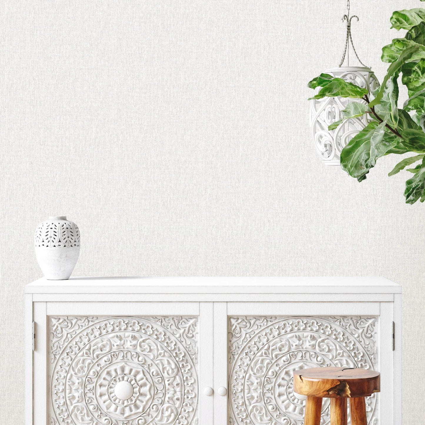 Rasch Fiji White Linen Wallpaper - 316131