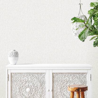 Rasch Fiji White Linen Wallpaper - 316131