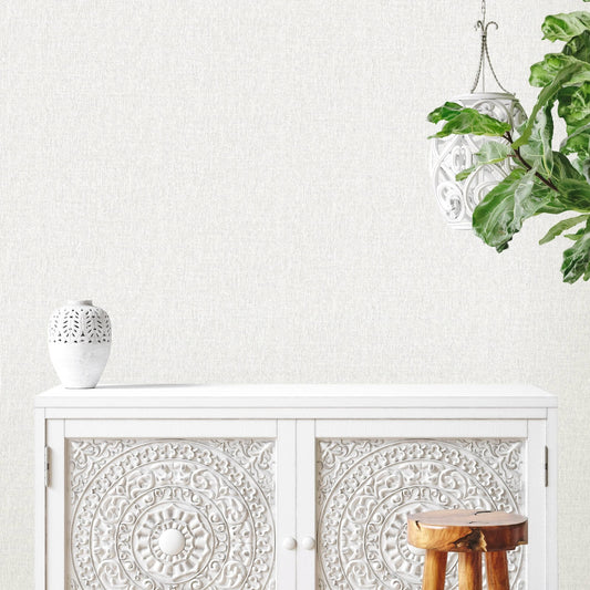 Rasch Fiji White Linen Wallpaper - 316131