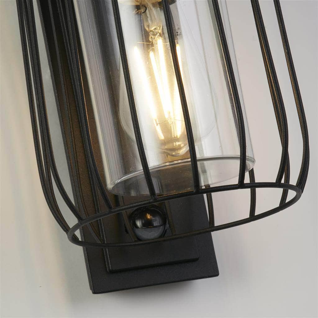 Taranto Outdoor Wall Light With PIR - Black